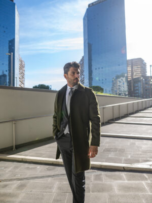_NKM0221 Cappotto Raglan Verde | Regular Fit | Collezione Autunno Inverno